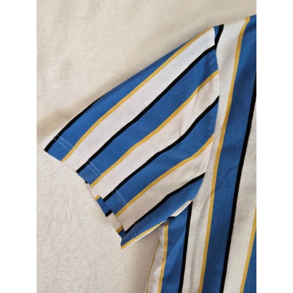 Nickelodeon SpongeBob Blue Yellow Striped T-Shirt Embroidered Bob, Boys Large - Picture 4 of 13